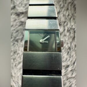 Vintage Emporio Armani Stainless Steel Silver and Black Watch